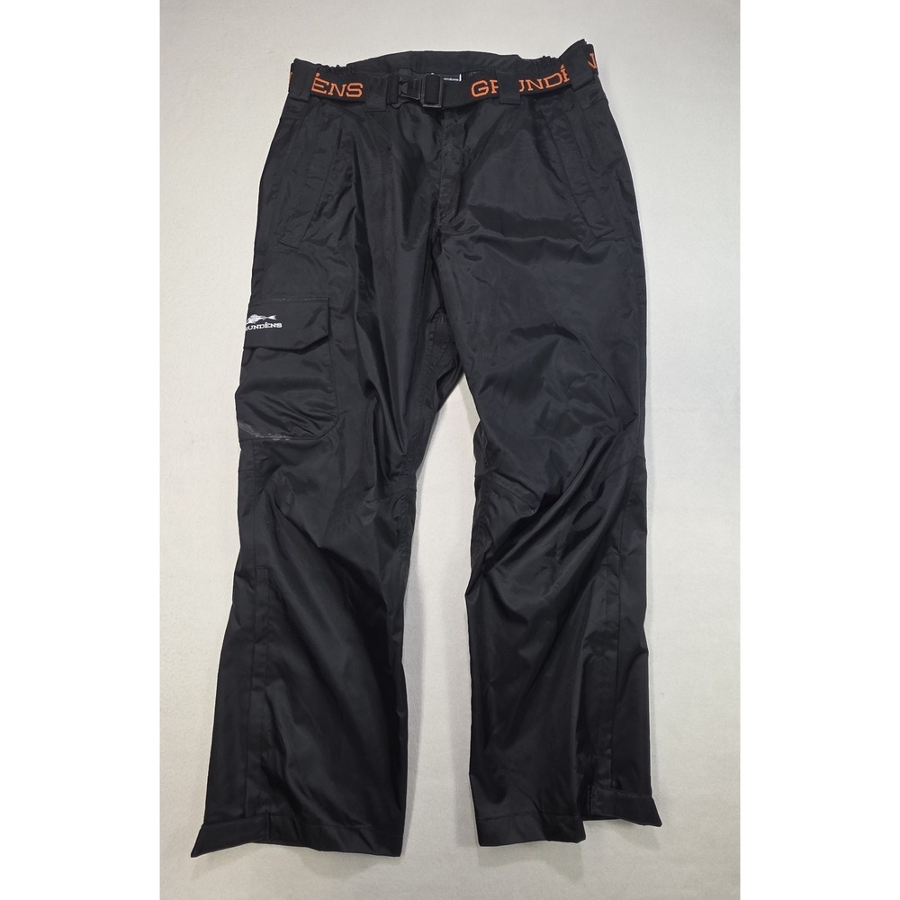 Grundens Rain Fishing Pants Men's Large Black w/ Belt Cargo Pockets